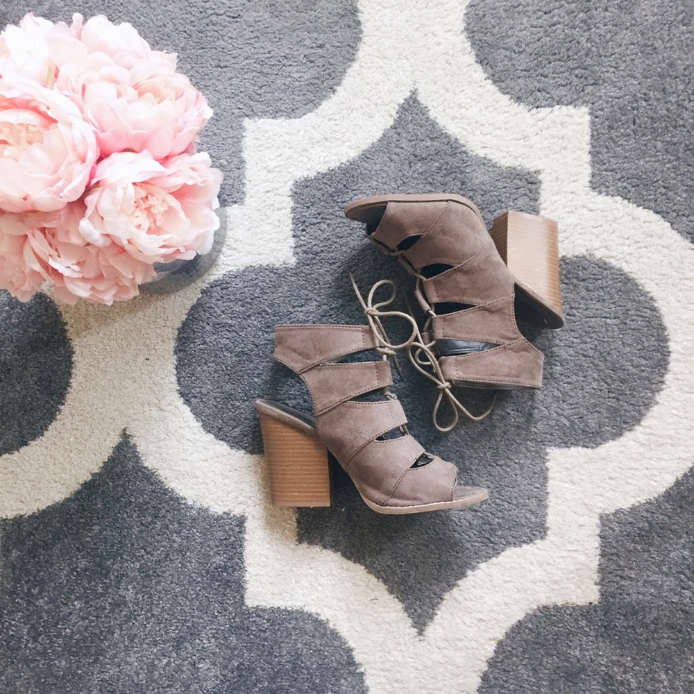 Lace-Up Peep Toe Booties